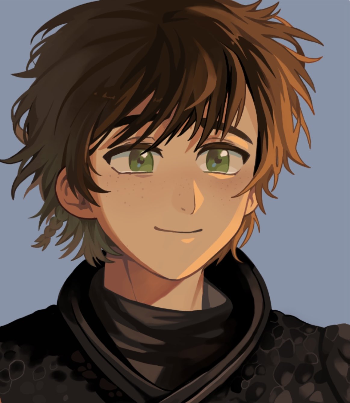 1boy, brown_hair, commentary_request, didi1749897, green_eyes, hiccup_horrendous_haddock_iii, highres, how_to_train_your_dragon_(series), korean_commentary, looking_at_viewer, portrait, short_hair, solo
