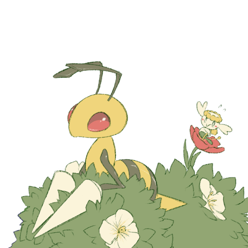antennae, bee, beedrill, bug, bush, commentary, english_commentary, flabebe
