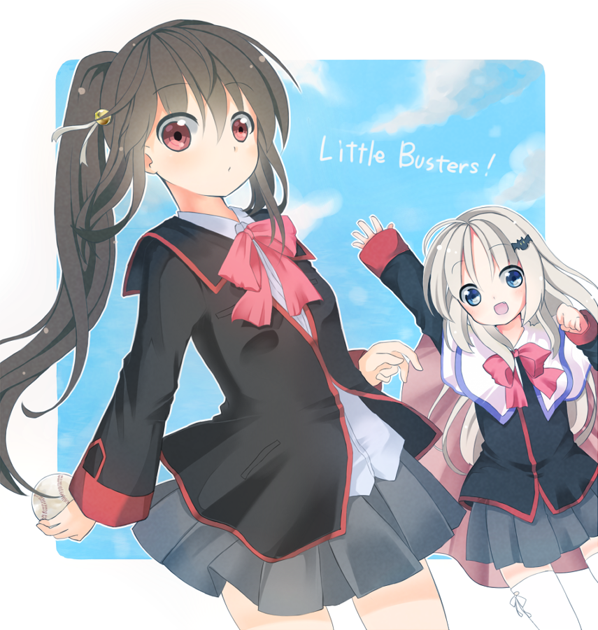brown_hair, cape, little_busters!!, long_hair, muikou_(moeko0903), natsume_rin, noumi_kudryavka, ponytail