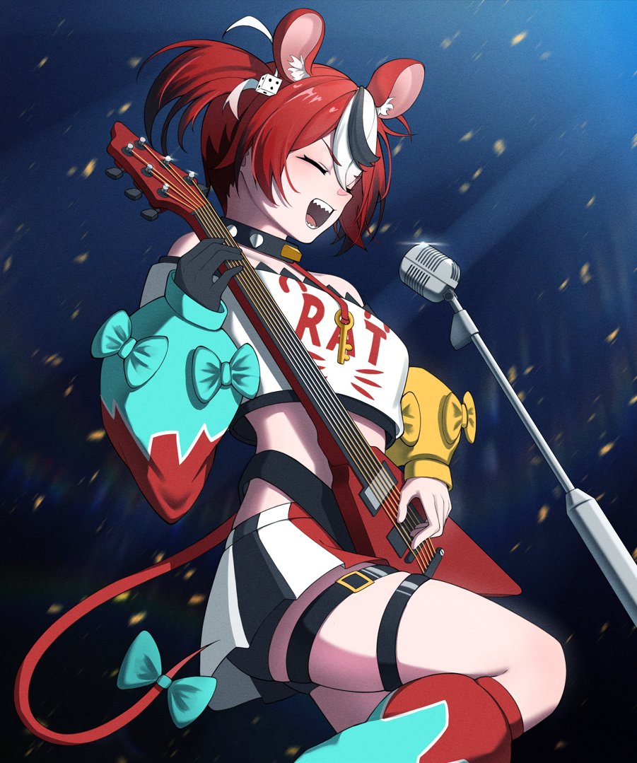 1girl, animal_ears, asymmetrical_sleeves, bare_shoulders, bike_shorts, bike_shorts_under_skirt, black_collar, black_gloves