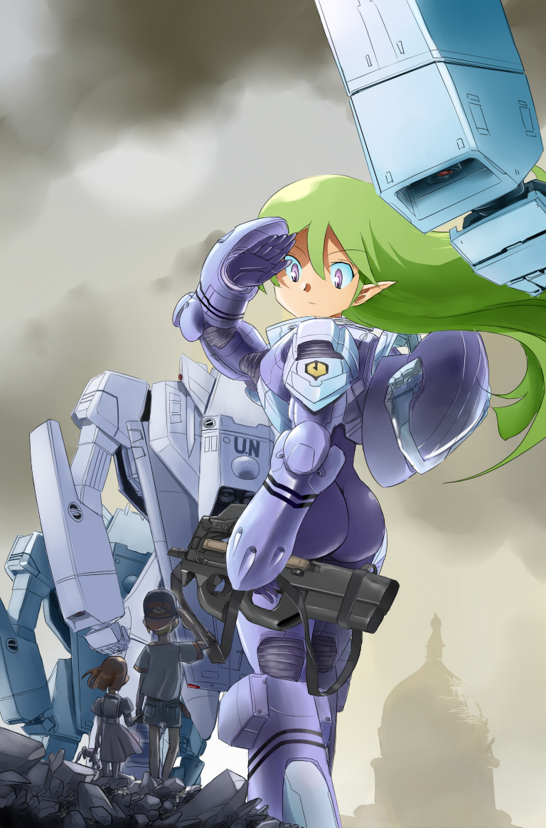 ass, bullpup, cap, child, choujikuu_yousai_macross, doll, dress, giantess