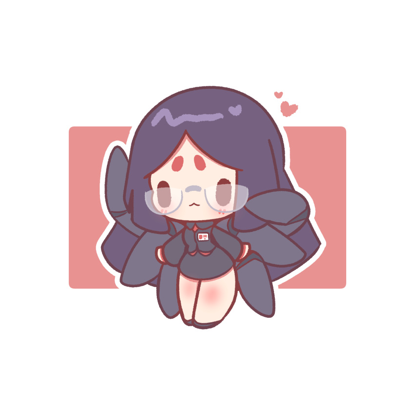 1girl, :<, arthropod_girl, arthropod_limbs, blush, border, chibi, chibi_only