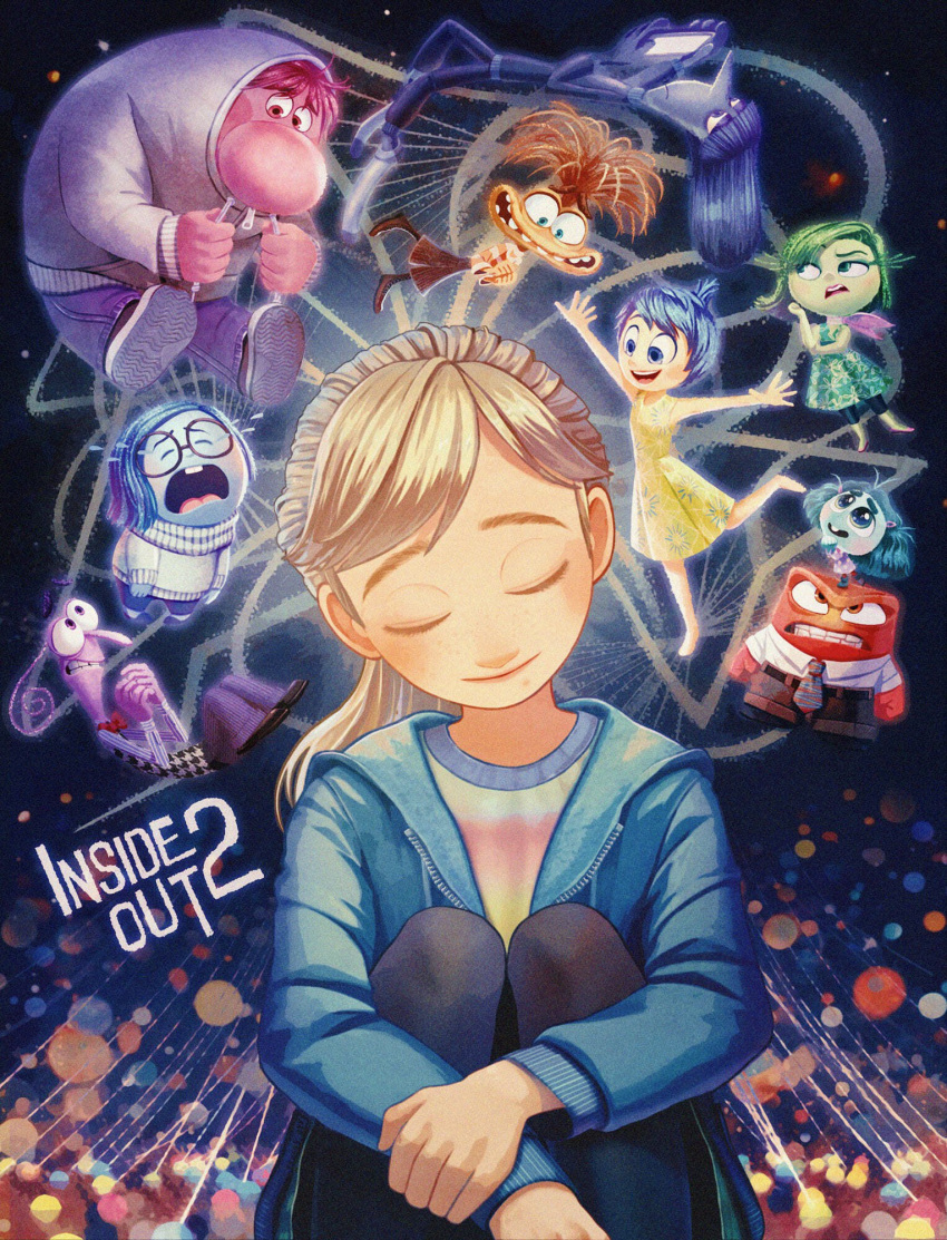 3boys, 6+girls, alien, anger_(inside_out), anxiety_(inside_out_2), barefoot, blonde_hair, blue_eyes