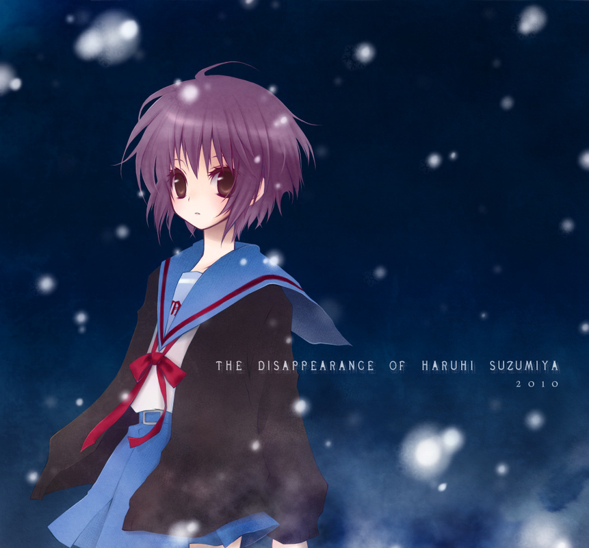brown_eyes, brown_hair, cardigan, kirishima_yuuki, nagato_yuki, nagato_yuki_(shoushitsu), purple_hair, school_uniform