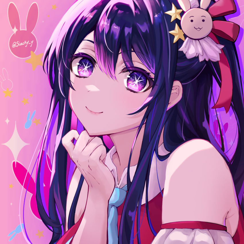 1girl, bare_shoulders, clouds, commentary, eyelashes, hair_between_eyes, hair_ornament, hair_over_shoulder