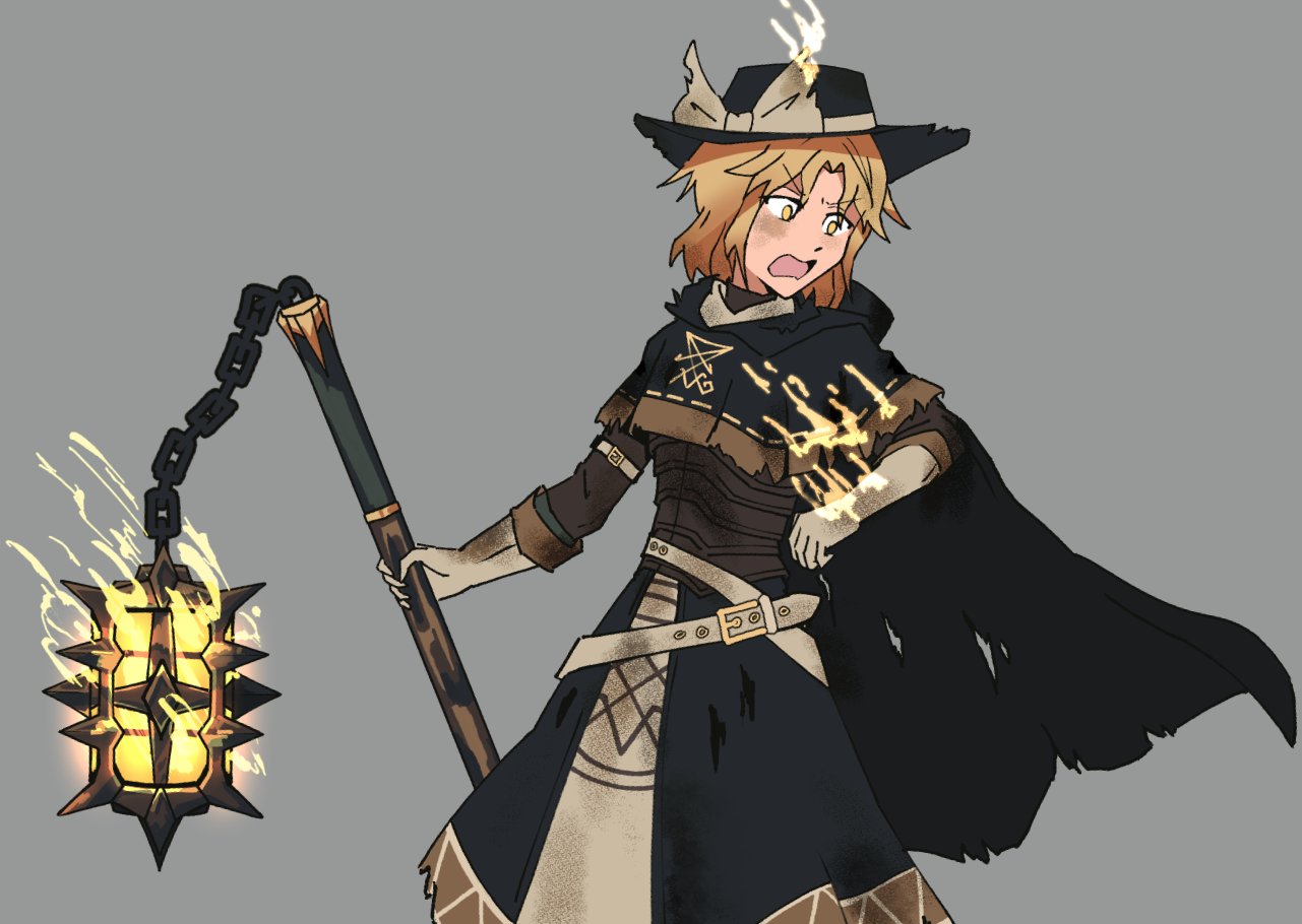 1girl, armor, black_cape, black_dress, black_hat, black_shawl, blonde_hair, bow