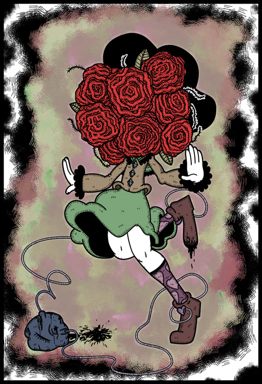 black_blood, blood, eyeball, flower, genkidaun, headless, komeiji_koishi, rose