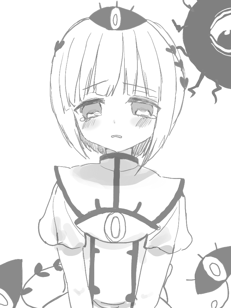 1girl, alma_(mahoiku), backbeard, black_hair, blush, bob_cut, bow, commentary_request