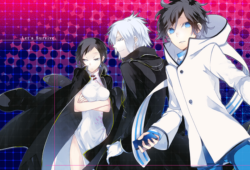 black_hair, blue_eyes, china_dress, chinese_clothes, crossed_arms, devil_survivor_(series), devil_survivor_2, gloves
