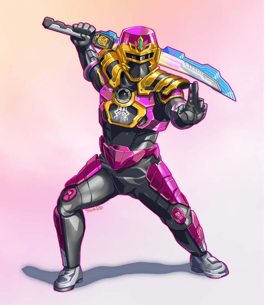 1boy, armor, armored_bodysuit, black_bodysuit, bodysuit, character_mask, chou_uchuu_keiji_gavan_infinity, combat_helmet