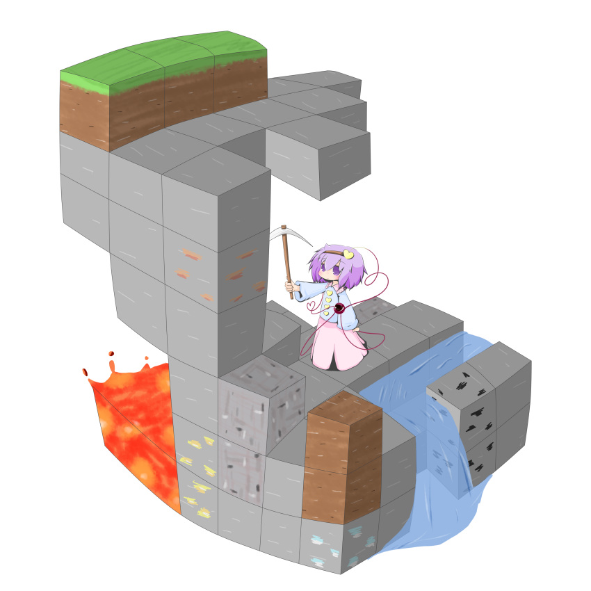 absurdres, blush, cast_a, chibi, coal, crossover, diamond, dirt