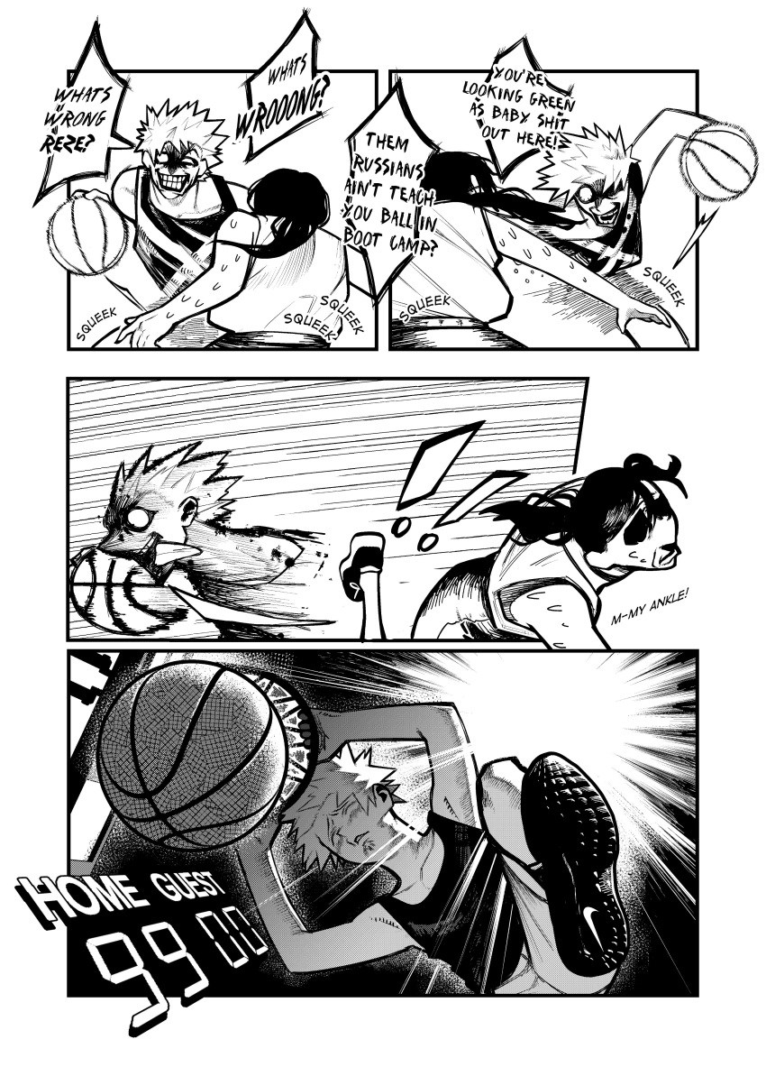 !, !!, 1boy, 1girl, absurdres, bakugou_katsuki, ball, basketball_(object)