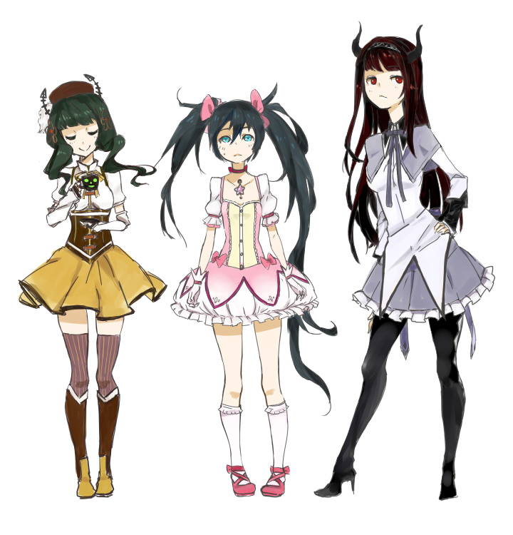 akemi_homura_(cosplay), beret, black_gold_saw, black_hair, black_rock_shooter, black_rock_shooter_(character), blue_eyes, boots