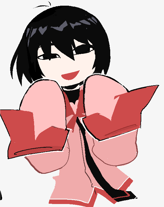1girl, :d, antenna_hair, black_eyes, black_hair, black_necktie, black_shirt, bob_cut