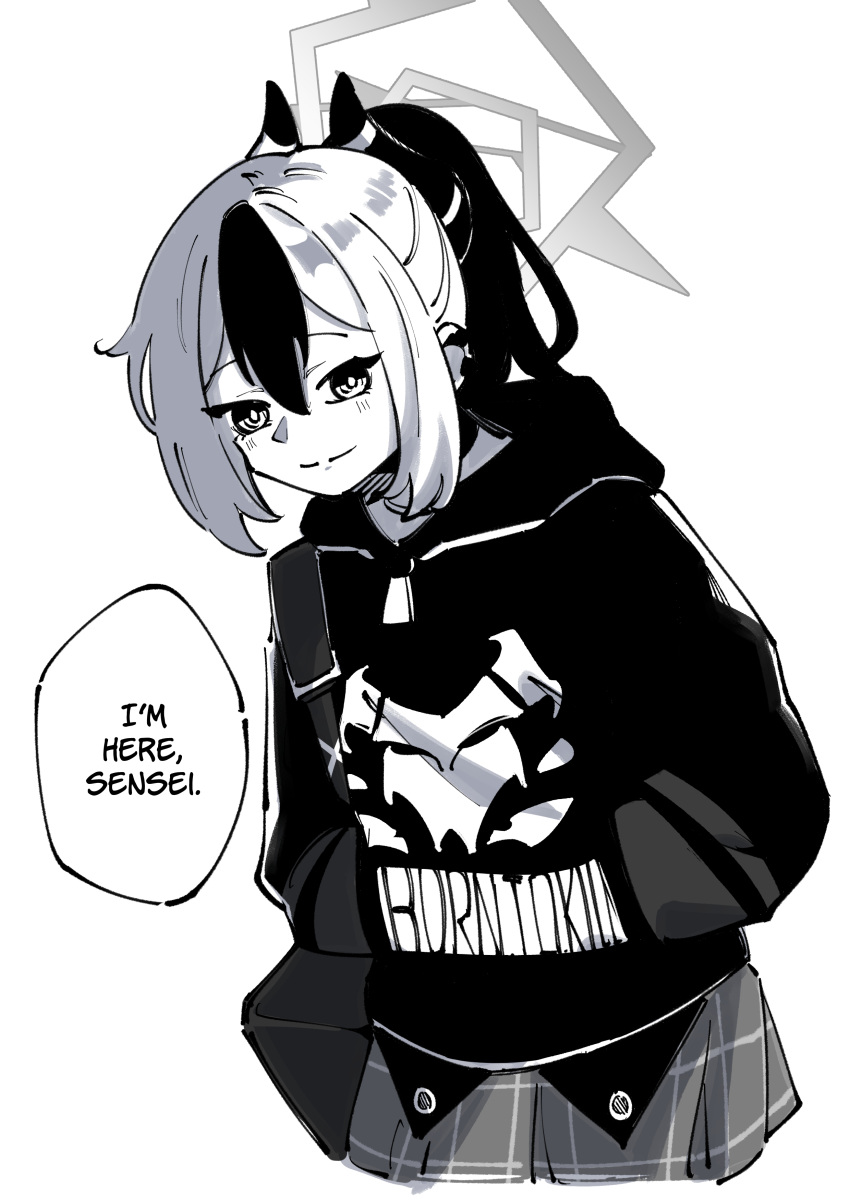 1girl, absurdres, bag, blue_archive, blush, closed_mouth, commentary, demon_horns