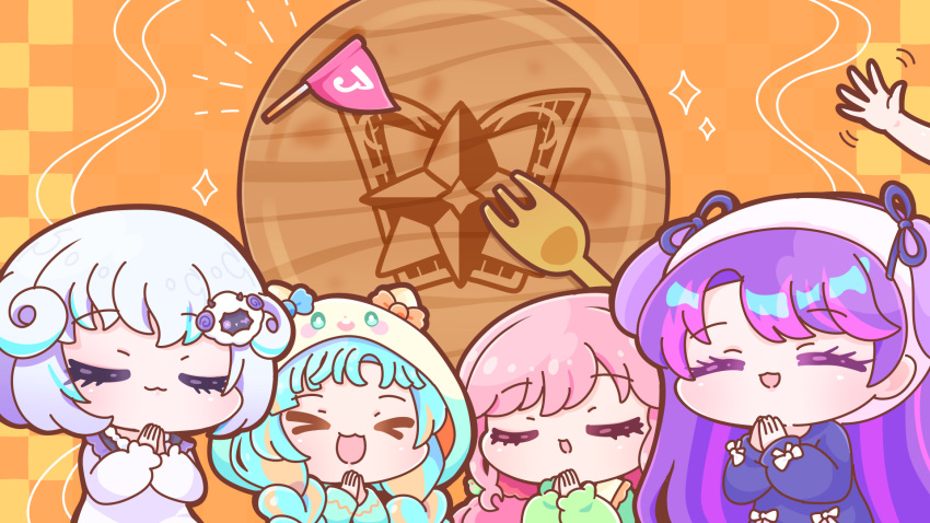>_<, 4girls, :3, aikatsu!_(series), aikatsu_academy!, braid, chibi, chibi_only