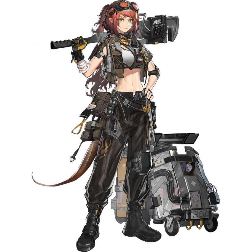 1girl, alanna_(arknights), arknights, baimudafeiyu, bandaged_arm, bandages, bandaid, black_boots