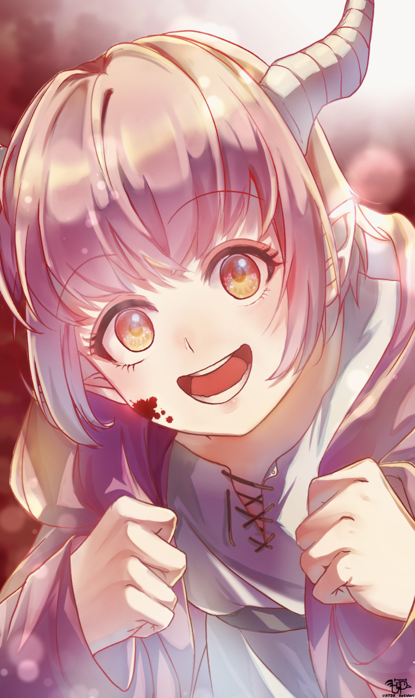 1girl, blood, blood_stain, commentary_request, demon, demon_girl, demon_horns, highres