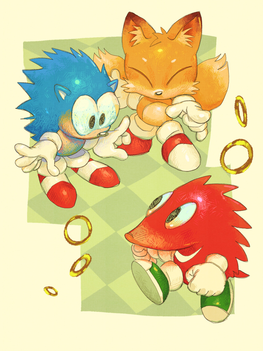 captionpanic, chibi, closed_eyes, commentary, english_commentary, gloves, green_shoes, highres