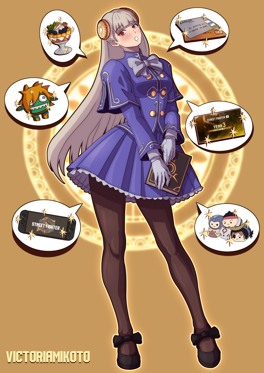 1girl, absurdres, amaterasu_(ookami), artist_name, black_shoes, blanka-chan, blush, book