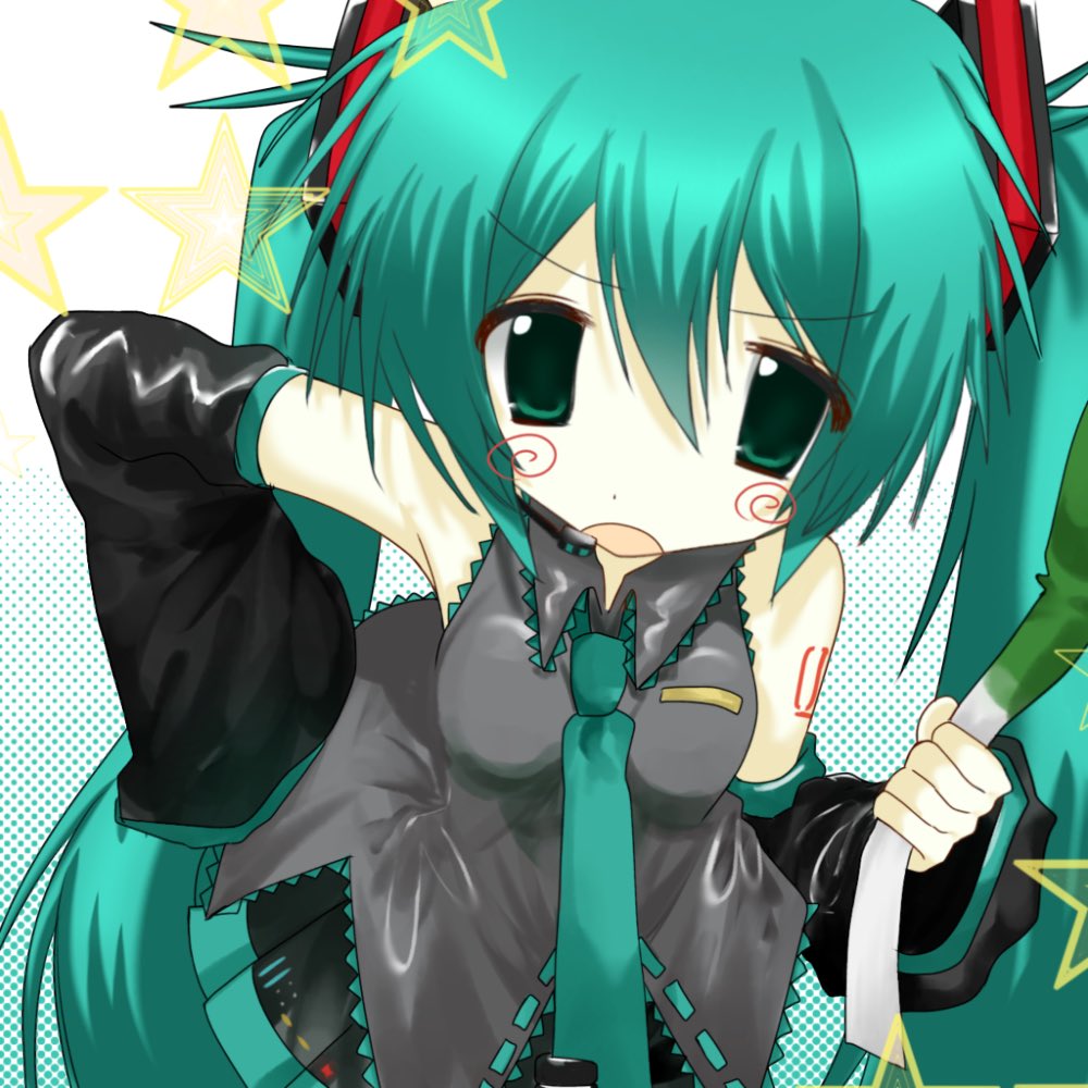 1girl, 2000s_(style), aqua_eyes, aqua_hair, aqua_necktie, bare_shoulders, blue_eyes, blue_hair