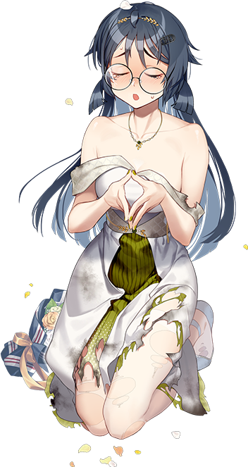 1girl, akasaka_yuzu, black_eyes, black_hair, breasts, burnt_clothes, closed_eyes, dress