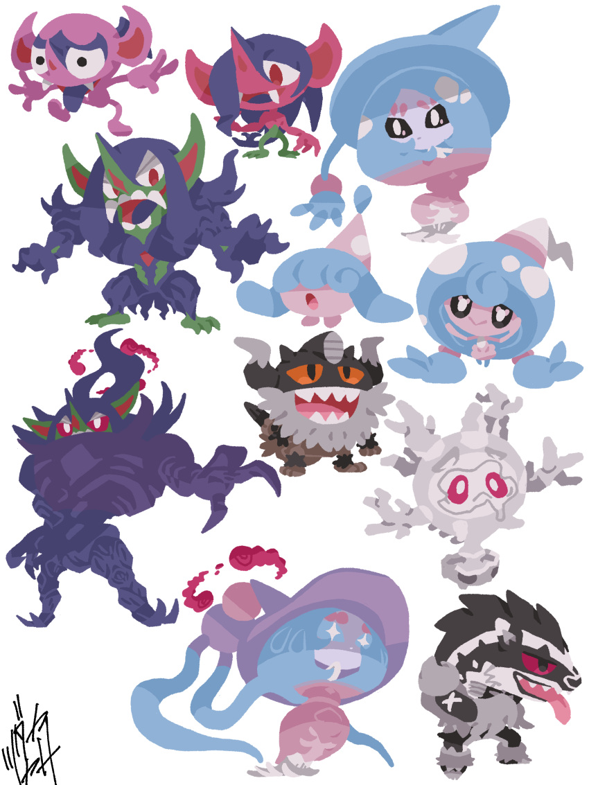 +_+, absurdres, chibi, chibi_only, colored_sclera, colored_tongue, commentary_request, covered_eyes