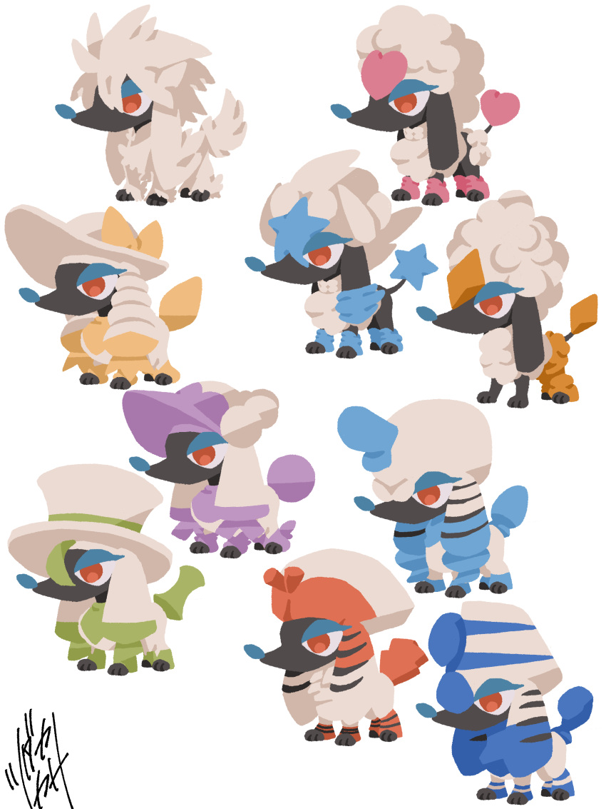 absurdres, animal_focus, chibi, chibi_only, commentary_request, full_body, furfrou, furfrou_(dandy)