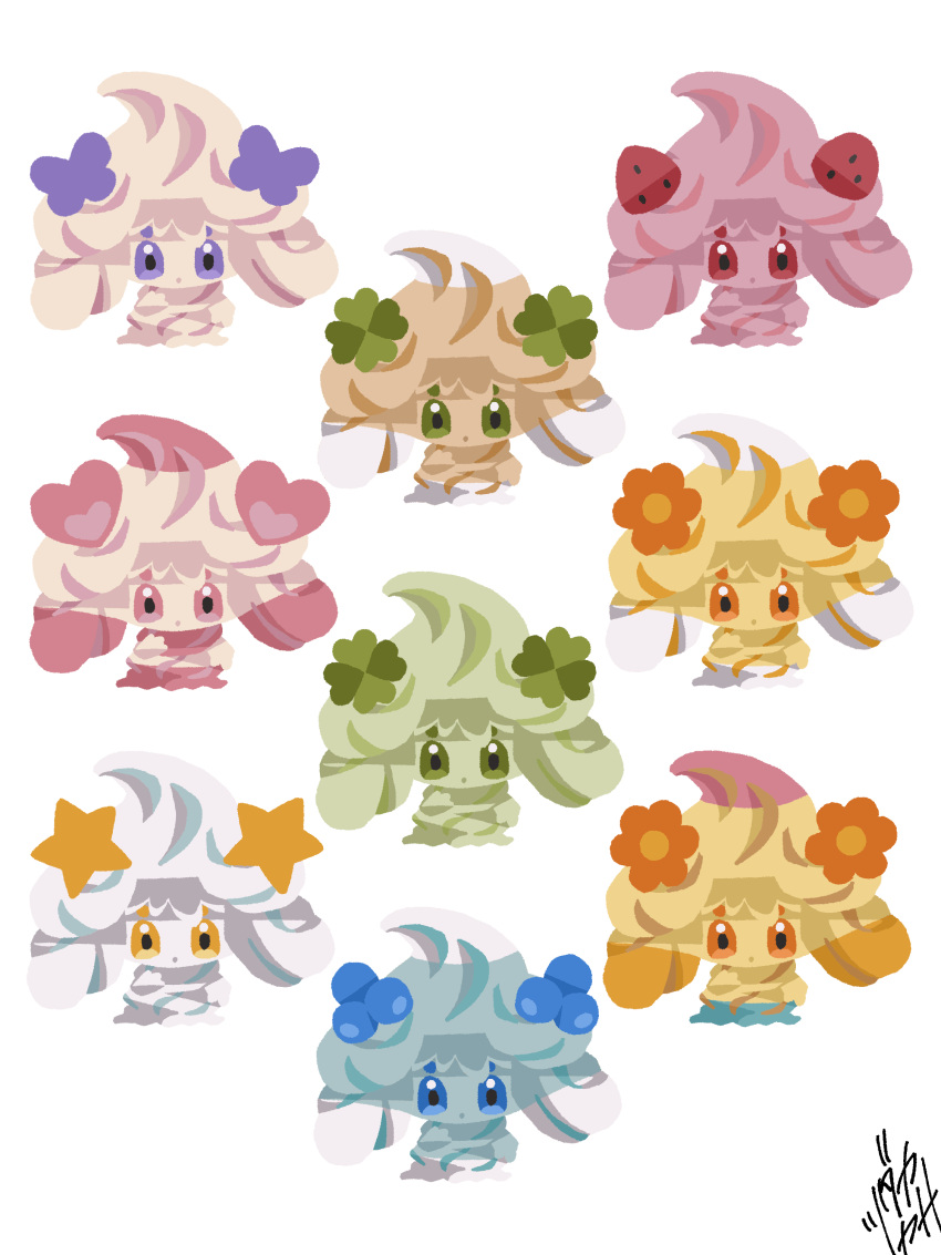 absurdres, alcremie, alcremie_(berry_sweet), alcremie_(caramel_swirl), alcremie_(clover_sweet), alcremie_(flower_sweet), alcremie_(lemon_cream), alcremie_(love_sweet)