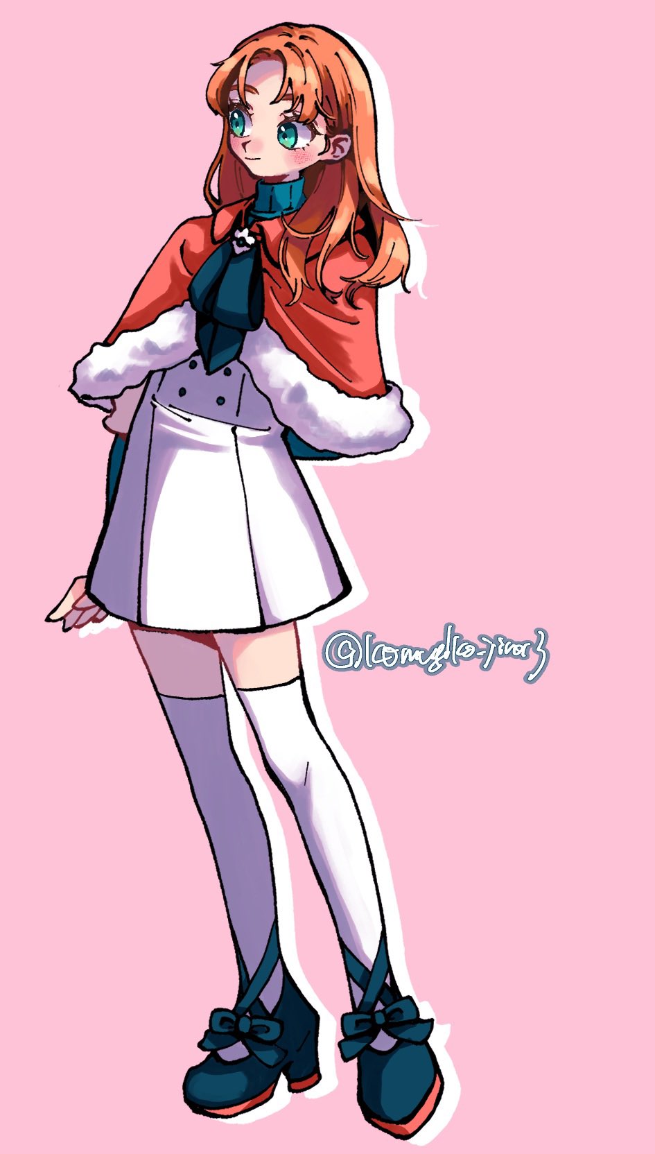 1girl, annette_fantine_dominic, annette_fantine_dominic_(timeskip), capelet, closed_mouth, commentary, dress, fire_emblem