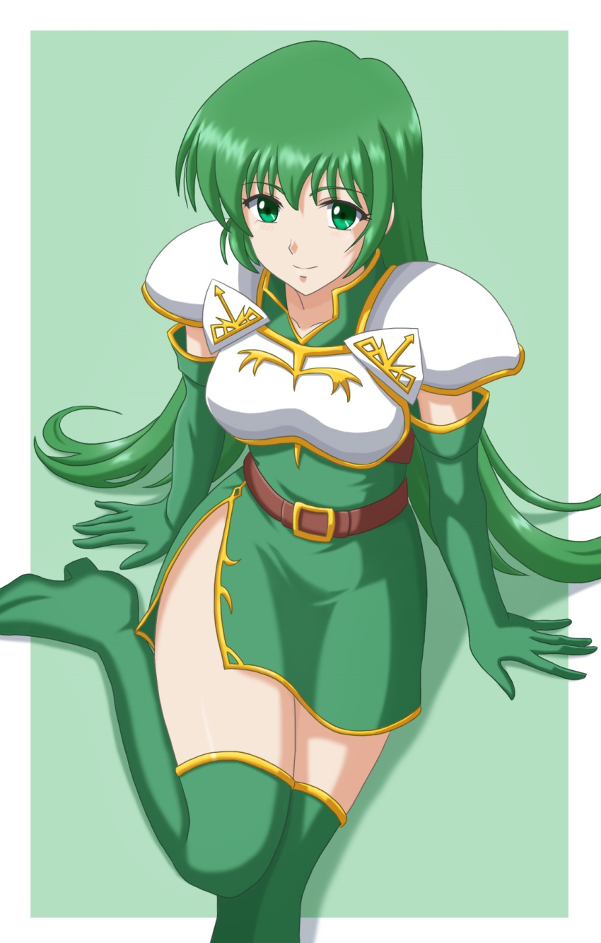 1girl, armor, bob_cut, boots, border, breastplate, commentary_request, double-parted_bangs