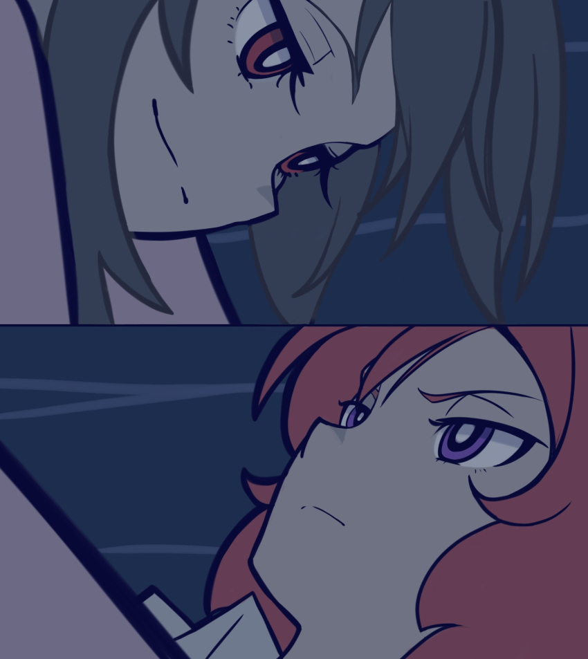 2girls, black_hair, closed_eyes, highres, looking_at_another, love_live!, love_live!_school_idol_project, medium_hair