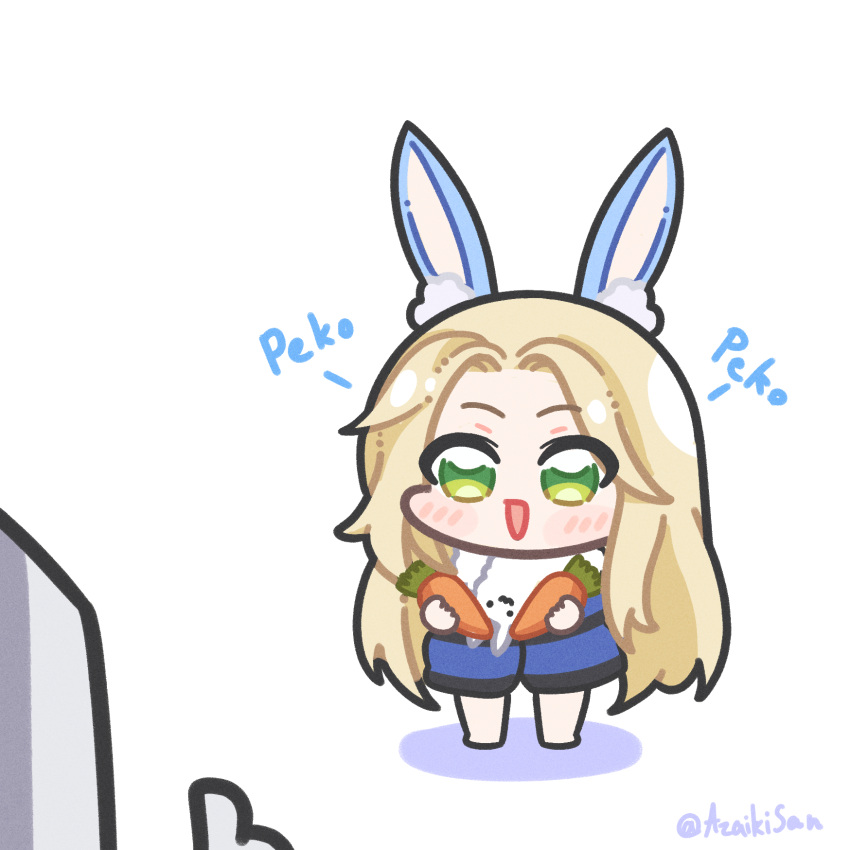 1boy, 1girl, :d, animal_ears, artist_name, azaikisan, blonde_hair, blue_coat