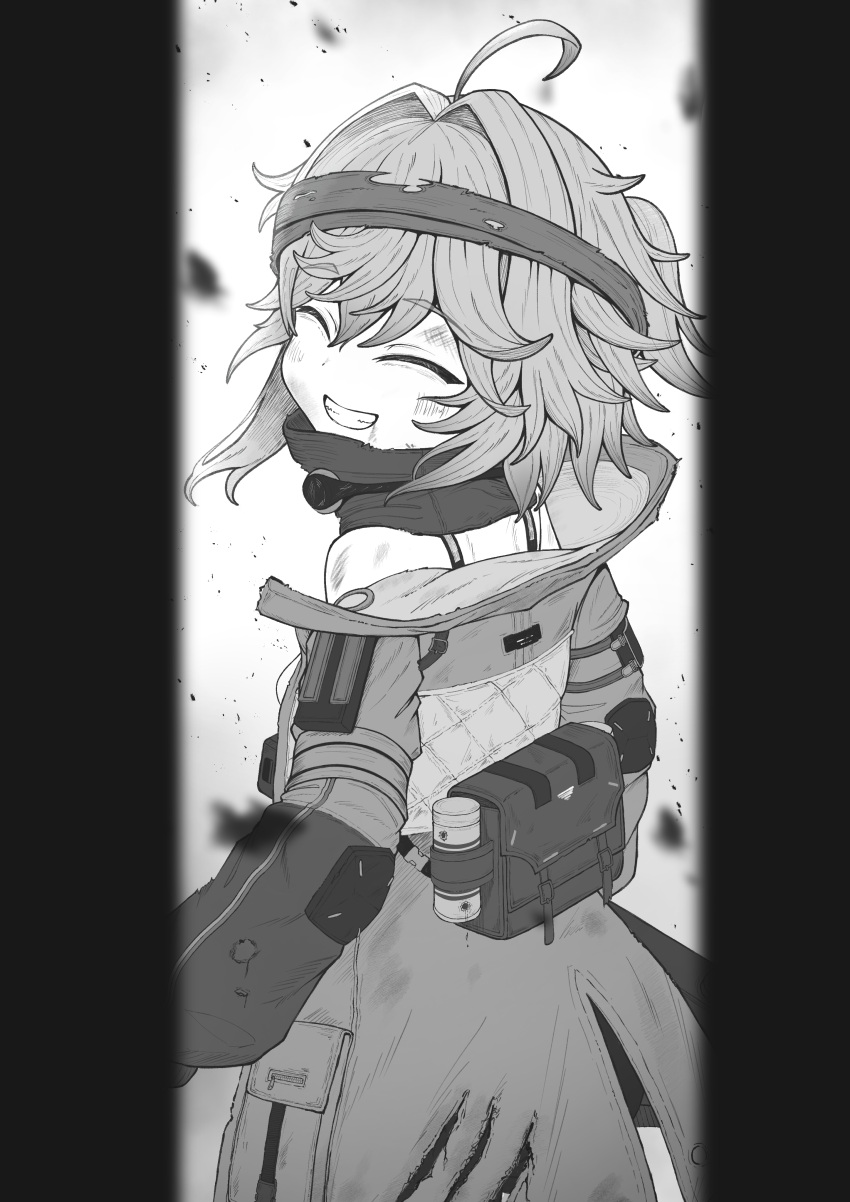 1girl, absurdres, ahoge, bruise, closed_eyes, commentary_request, facing_viewer, g11_(girls'_frontline)