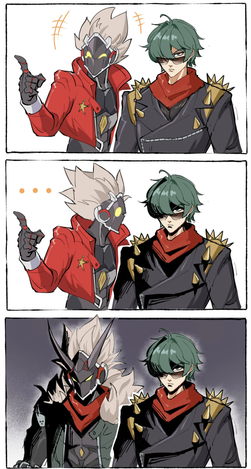 billy_kid, billy_kid_(starlight), lighter_(zenless_zone_zero), meme, multiple_boys, serious, short_hair, sunglasses