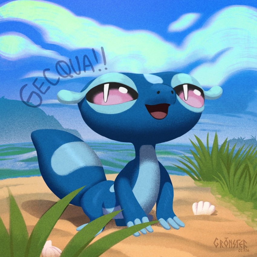 artist_name, blue_skin, character_name, colored_skin, dated, english_commentary, gecqua, grass