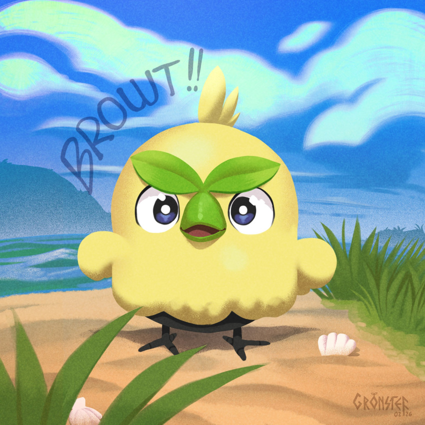 artist_name, beak, browt, character_name, dated, english_commentary, feathers, grass