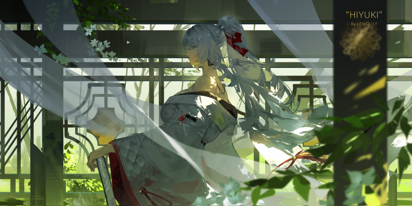 1girl, absurdres, artist_name, bare_shoulders, breasts, character_name, commentary, from_side