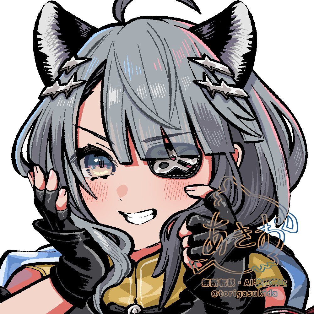 1girl, ahoge, akio_(akio1124), animal_ears, arknights, arknights:_endfield, black_gloves, blue_eyes