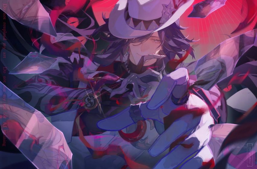 1boy, ashveil_(honkai:_star_rail), black_hair, black_shirt, commentary_request, crescent, crescent_pin, earrings