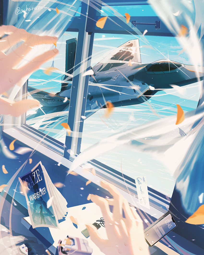 1boy, 1other, absurdres, ace_combat, ace_combat_7, aircraft, airplane, artist_name