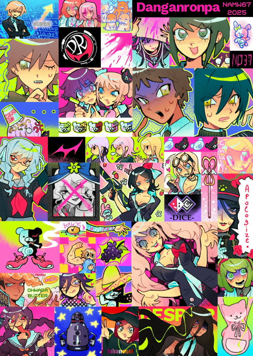 2025, 6+boys, 6+girls, ?, @_@, akamatsu_kaede, animal_bag, artist_name