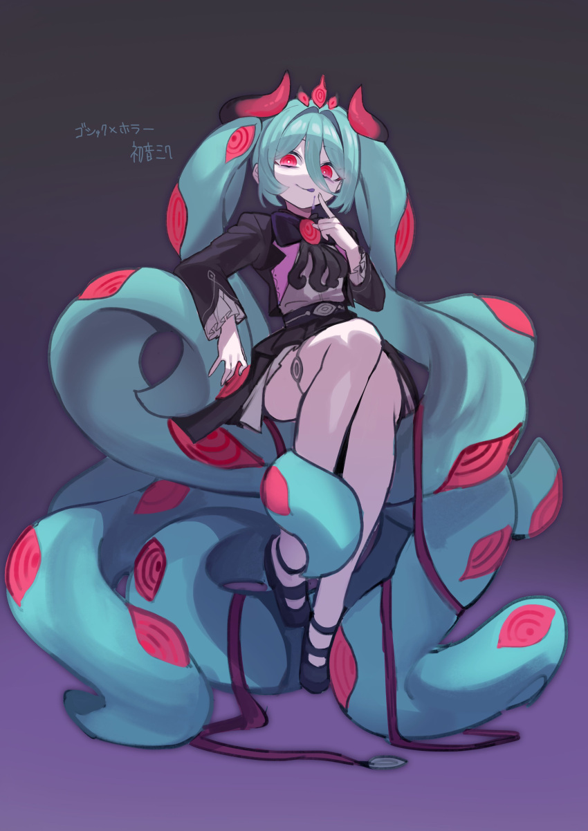 1girl, :q, absurdres, anklet, aqua_hair, arm_rest, baniran_dorosu, black_background