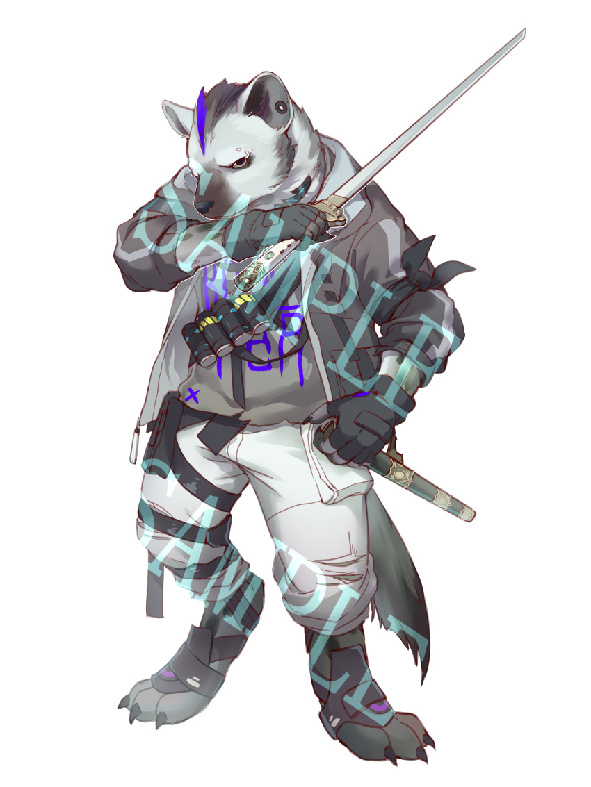 1boy, absurdres, arknights, armband, black_hair, black_jacket, claws, closed_mouth