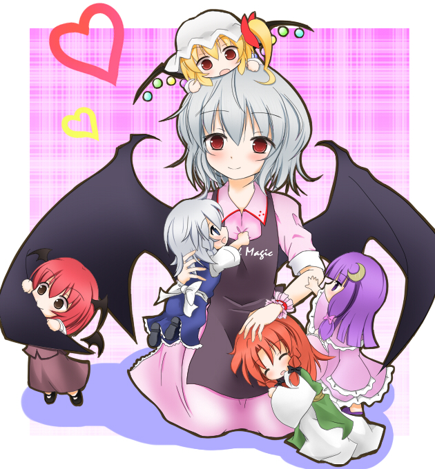 :>, :d, :o, apron, ascot, bangs, bat_wings, biting