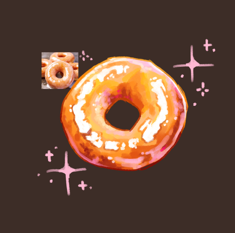 brown_background, doughnut, food, food_focus, glazed_donut, no_humans, nouconcept, original