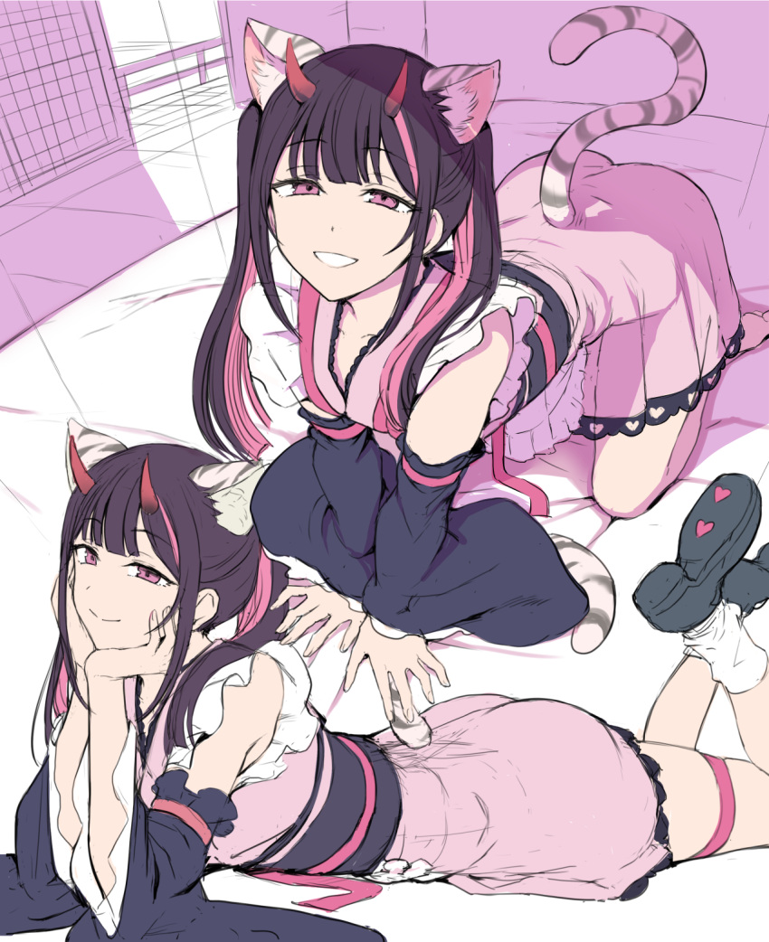 1boy, aiue_oka, all_fours, animal_ears, black_hair, cat_ears, cat_tail, cho_kaguya-hime!