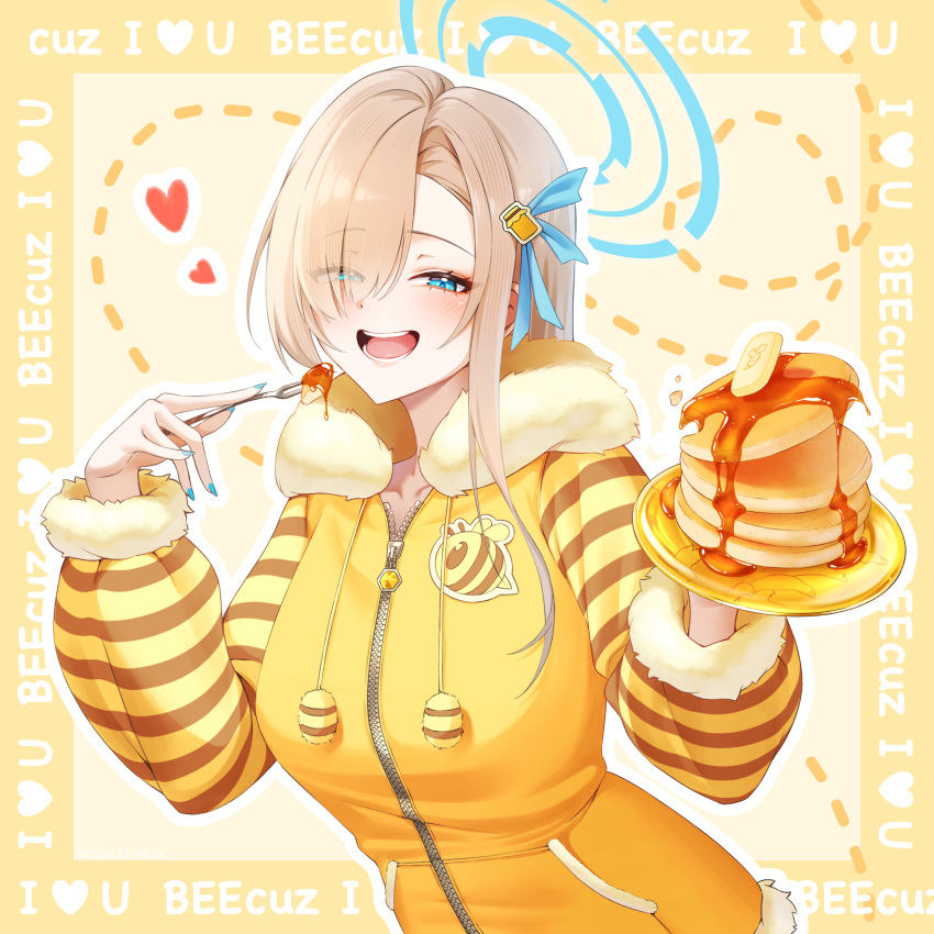 1girl, absurdres, asuna_(blue_archive), bee, blonde_hair, blue_archive, blue_eyes, blue_halo