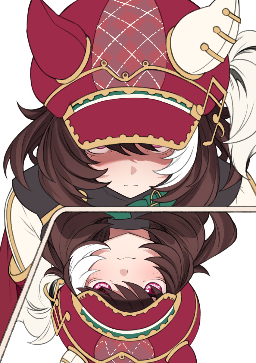 1girl, absurdres, animal_ears, blush, brown_hair, closed_mouth, fukuro_(maruaru00), hat