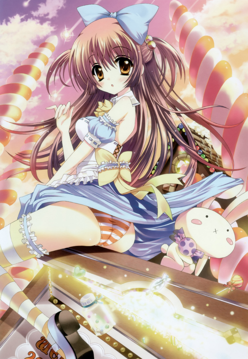 bow, bunny, candy, footwear, garters, hair_bobbles, hair_ornament, highres
